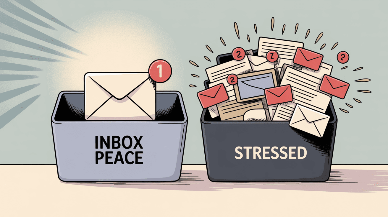 Comparison of stressed inbox zero pursuit versus calm inbox peace approach
